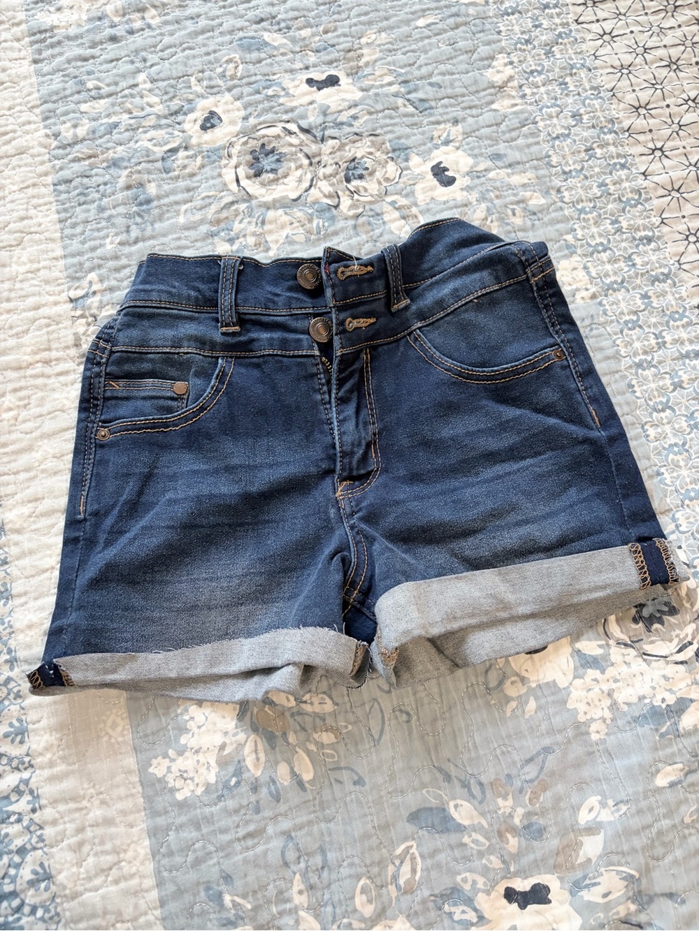 Wallflower Dark Blue Rolled Cuff Denim Shorts